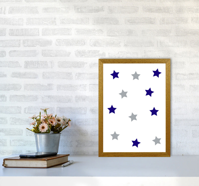 Navy And Grey Stars Modern Print A3 Print Only