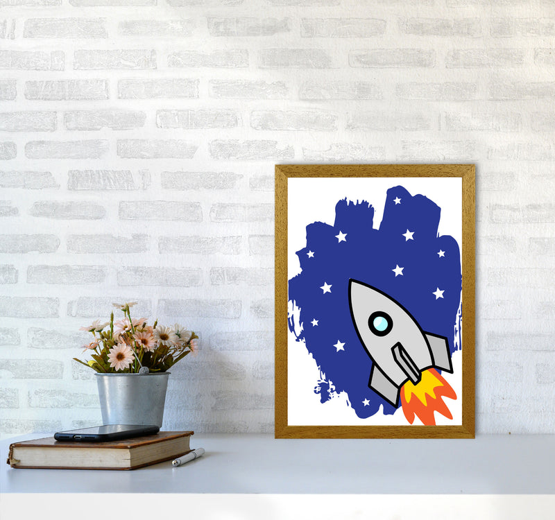 Space Rocket Framed Nursey Wall Art Print A3 Print Only