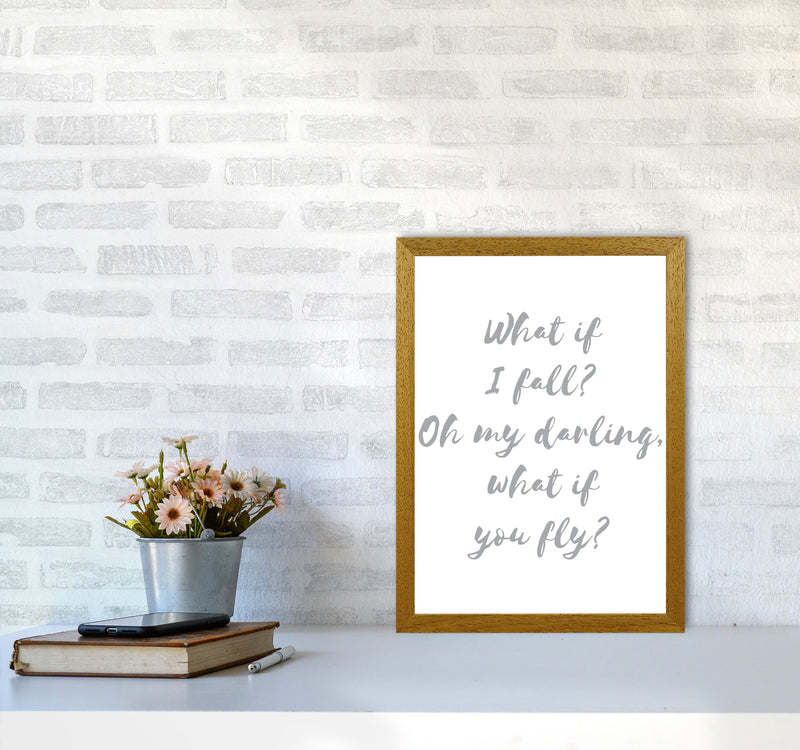 What If I Fall? Grey Modern Print A3 Print Only