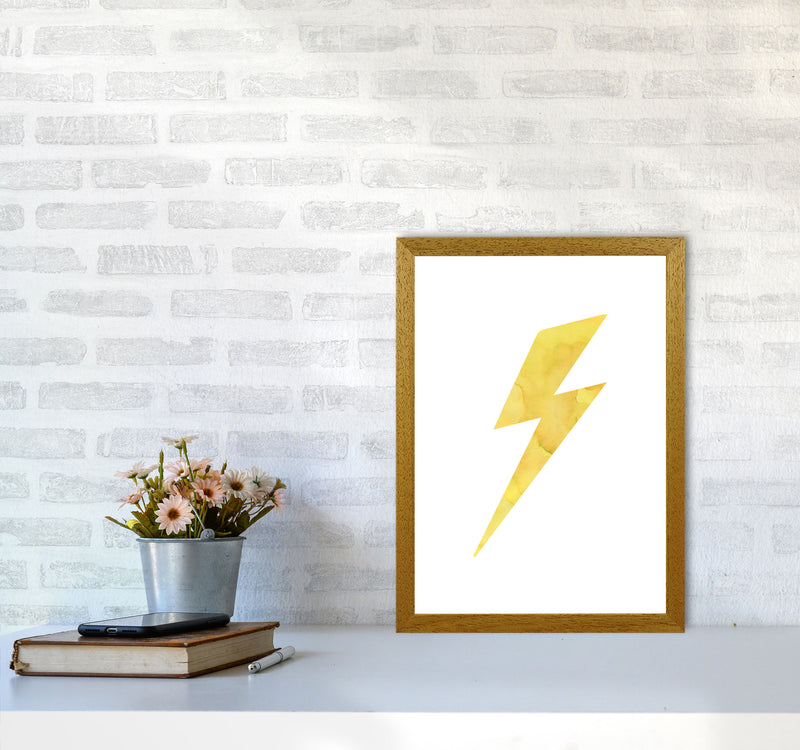 Yellow Thunderbolt Watercolour Modern Print A3 Print Only