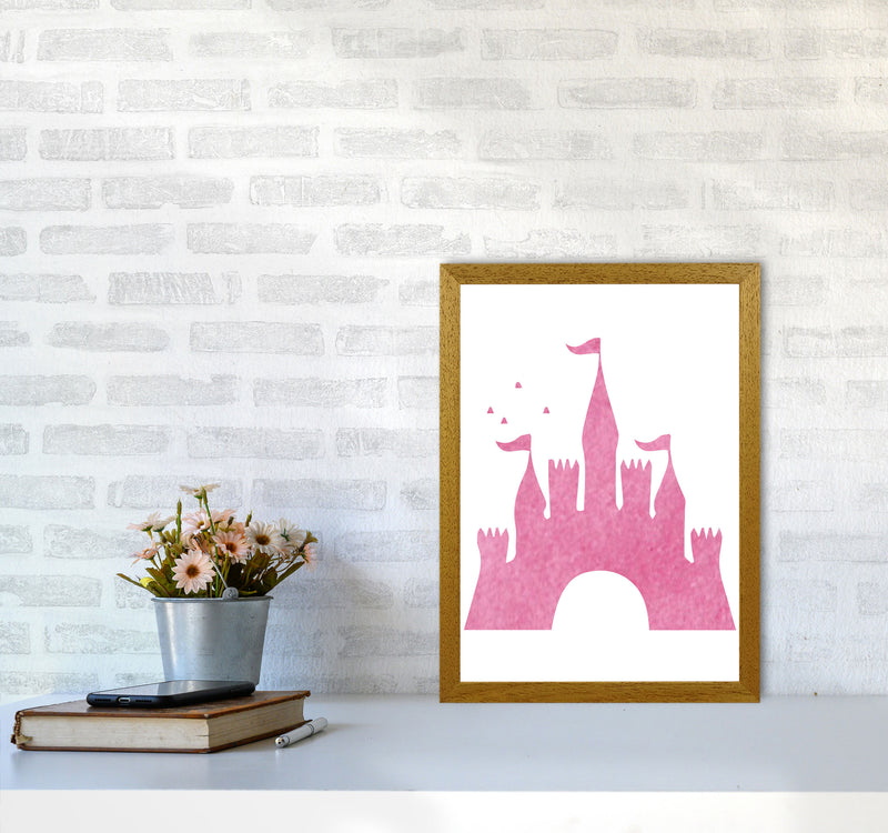 Pink Castle Watercolour Modern Print A3 Print Only