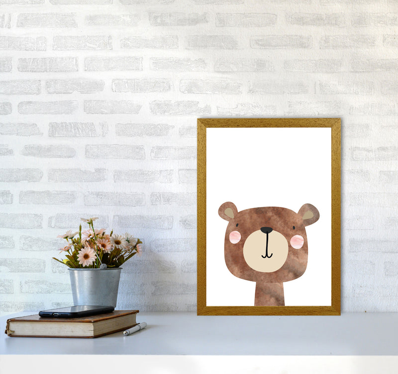 Scandi Brown Bear Watercolour Framed Nursey Wall Art Print A3 Print Only