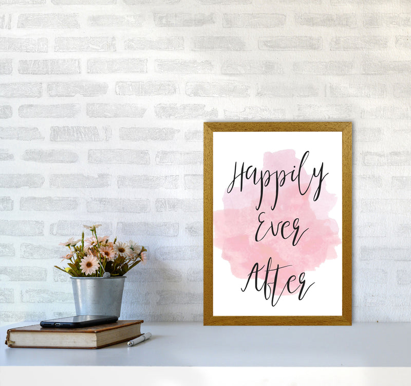 Happily Ever After Pink Watercolour Modern Print A3 Print Only