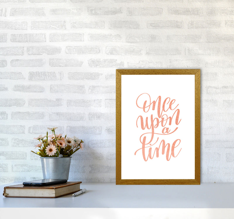 Once Upon A Time Peach Watercolour Framed Typography Wall Art Print A3 Print Only
