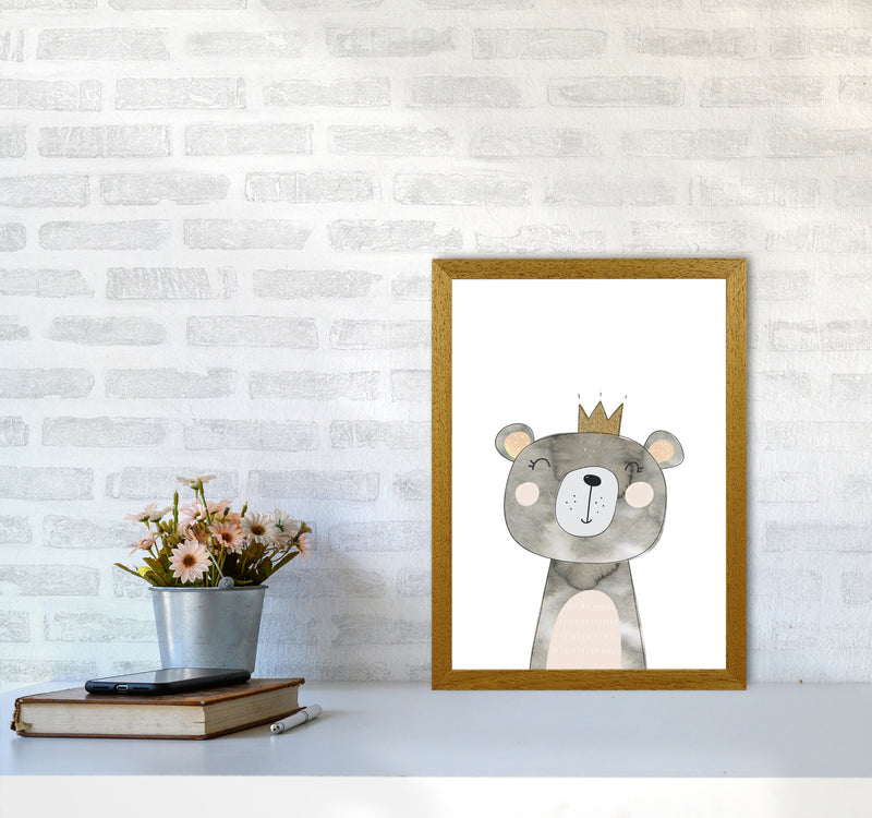 Scandi Grey Bear Watercolour Framed Nursey Wall Art Print A3 Print Only