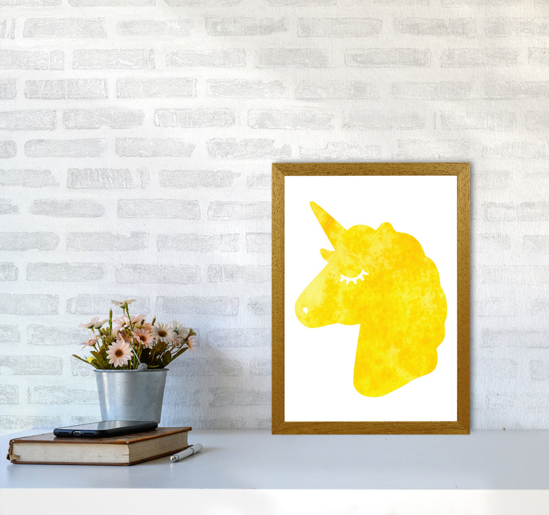 Unicorn Yellow Silhouette Watercolour Modern Print A3 Print Only