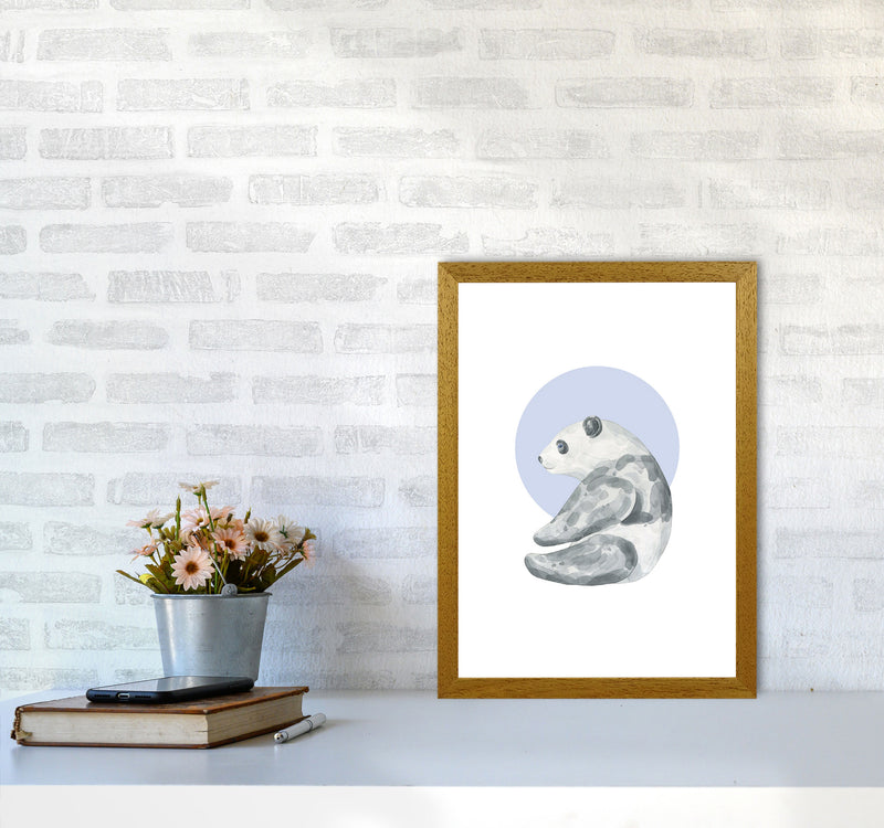 Watercolour Panda With Blue Circle Modern Print, Animal Art Print A3 Print Only