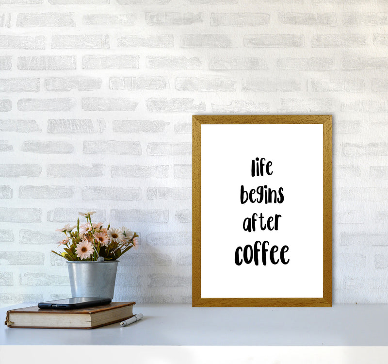 Life Begins After Coffee Modern Print, Framed Kitchen Wall Art A3 Print Only