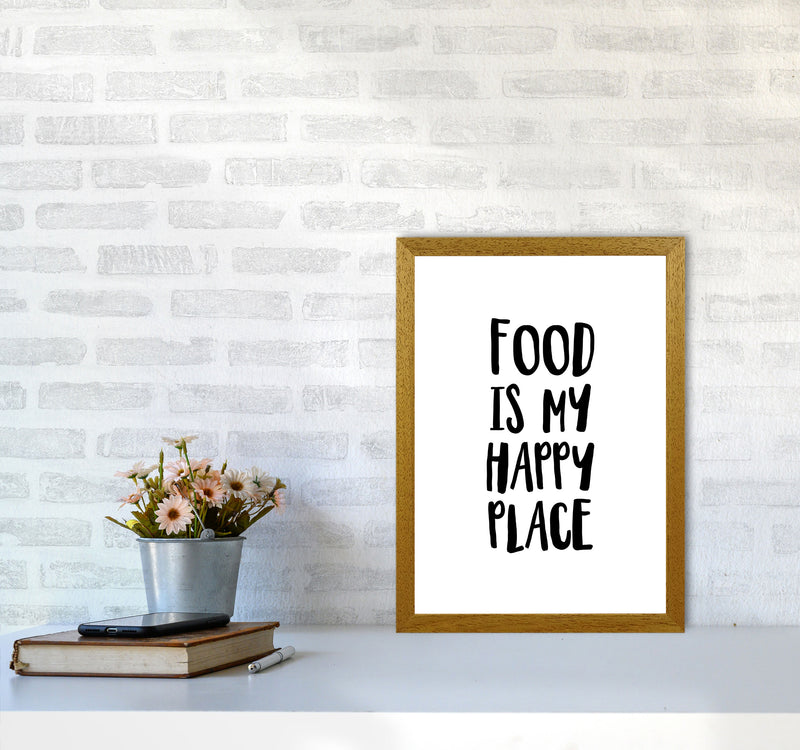 Food Is My Happy Place Framed Typography Wall Art Print A3 Print Only