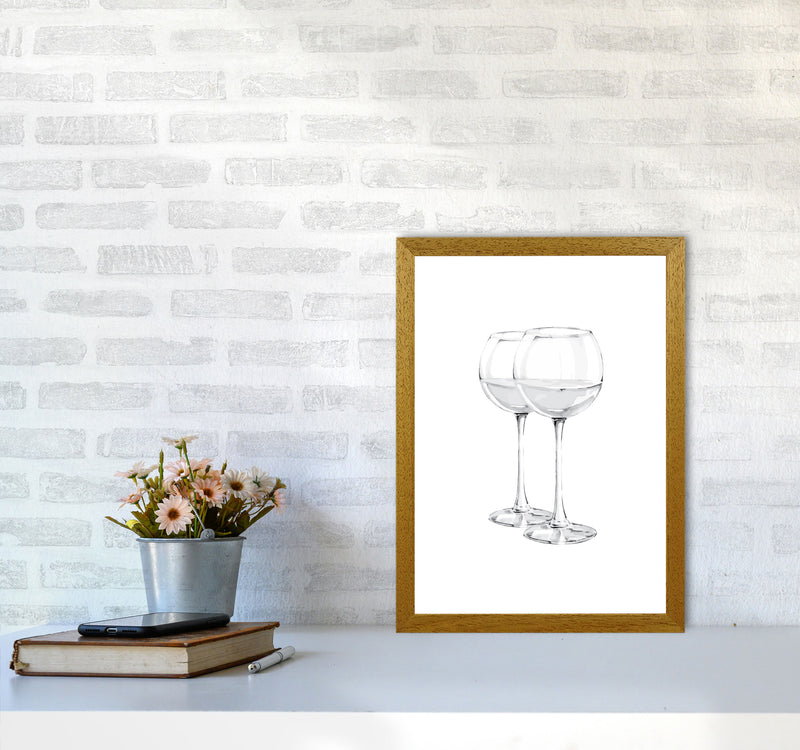 White Wine Glasses Modern Print, Framed Kitchen Wall Art A3 Print Only