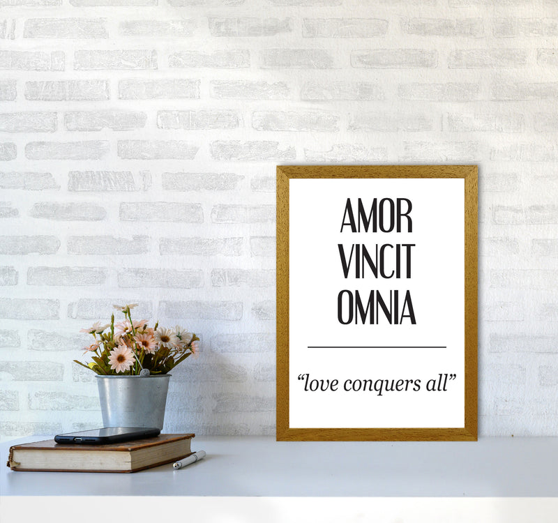 Amor Vincit Omnia Framed Typography Wall Art Print A3 Print Only