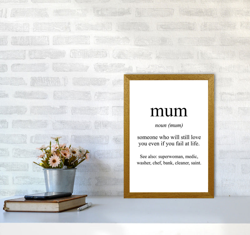 Mum Framed Typography Wall Art Print A3 Print Only