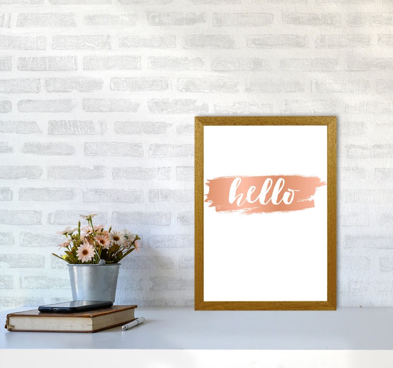 Hello Rose Gold Framed Typography Wall Art Print A3 Print Only