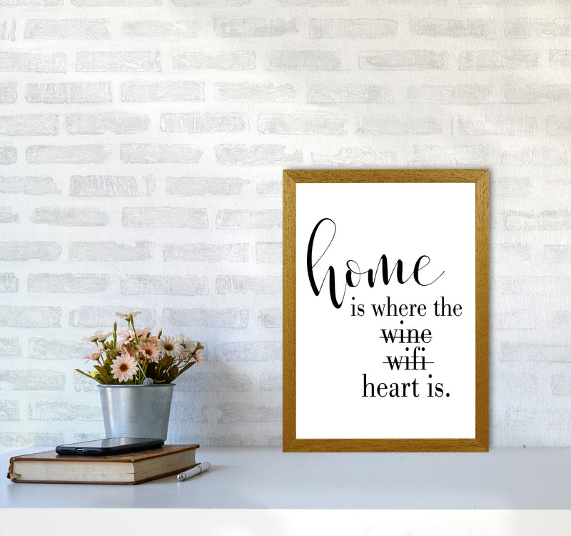 Home Is Where The Heart Is Framed Typography Wall Art Print A3 Print Only