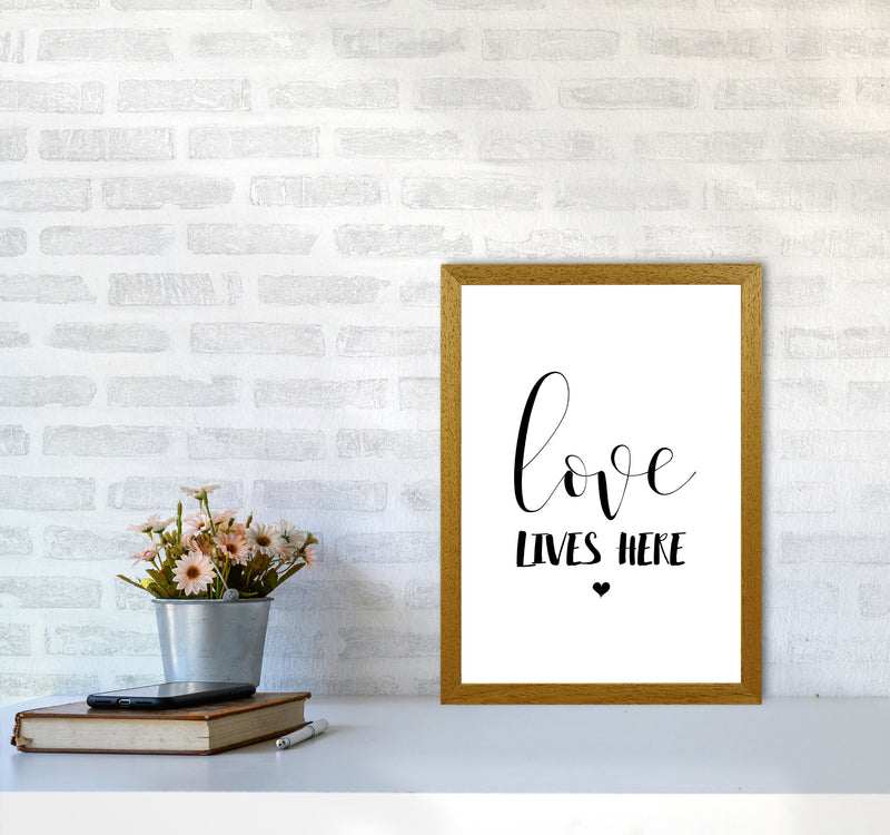 Love Lives Here Framed Typography Wall Art Print A3 Print Only