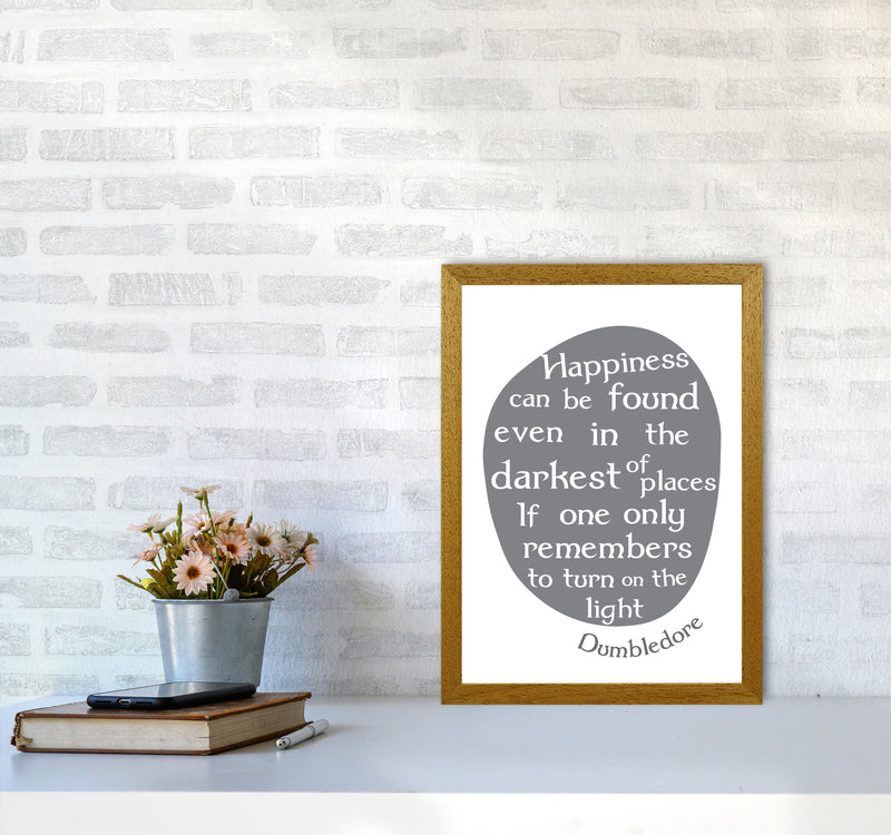 Happiness, Dumbledore Quote Framed Typography Wall Art Print A3 Print Only