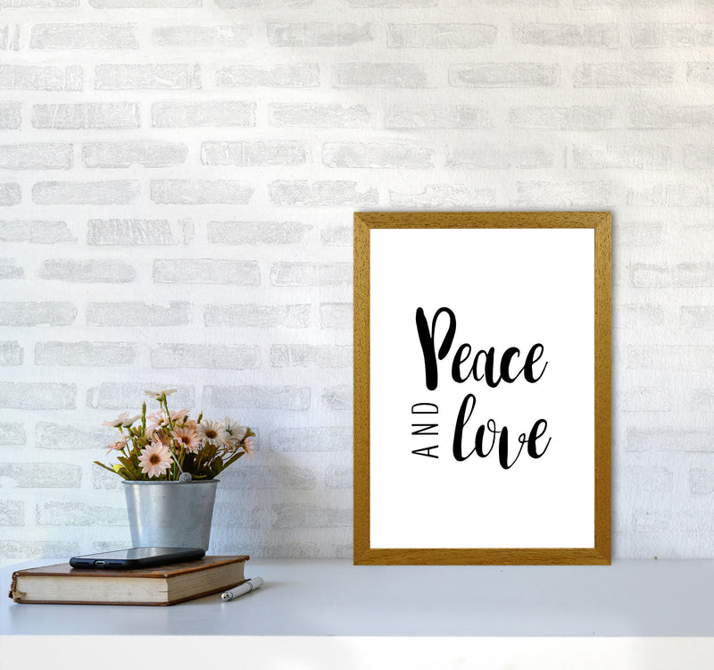 Peace And Love Framed Typography Wall Art Print A3 Print Only