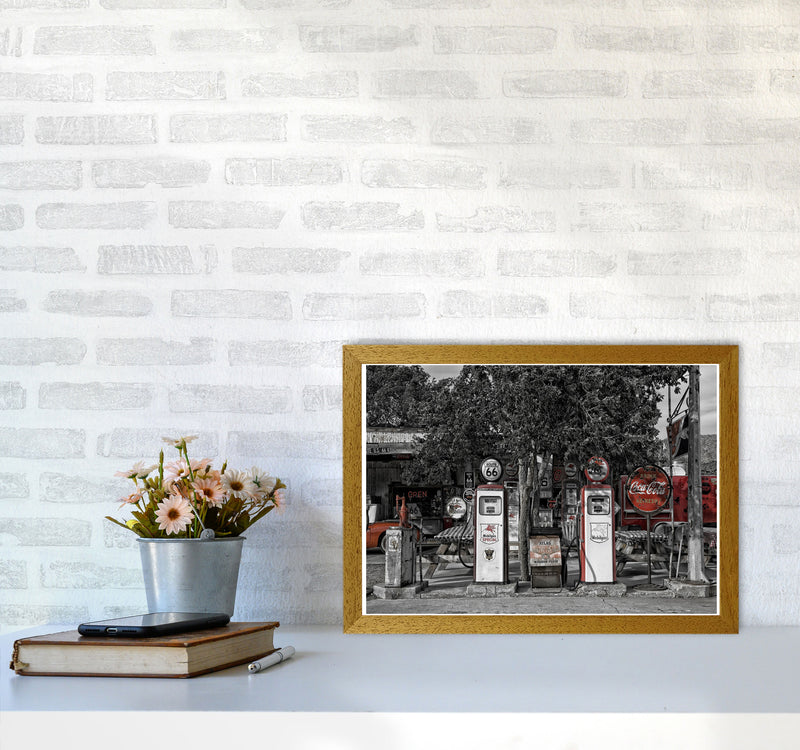 Retro Black And Red Gas Pumps Modern Print A3 Print Only