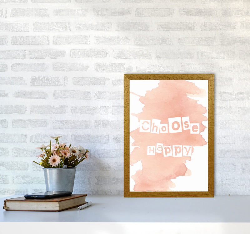 Choose Happy Peach Watercolour Modern Print A3 Print Only