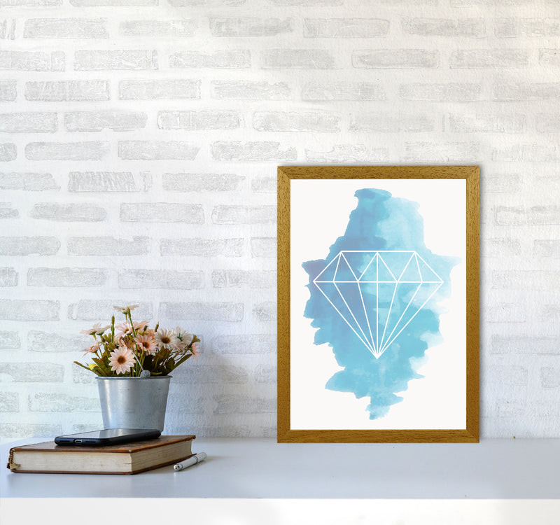 Geo Diamond Blue Watercolour Modern Print A3 Print Only