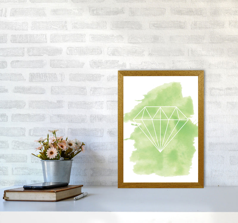 Geo Diamond Green Watercolour Modern Print A3 Print Only