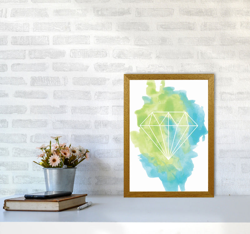 Geo Diamond Turquoise Multi Watercolour Modern Print A3 Print Only