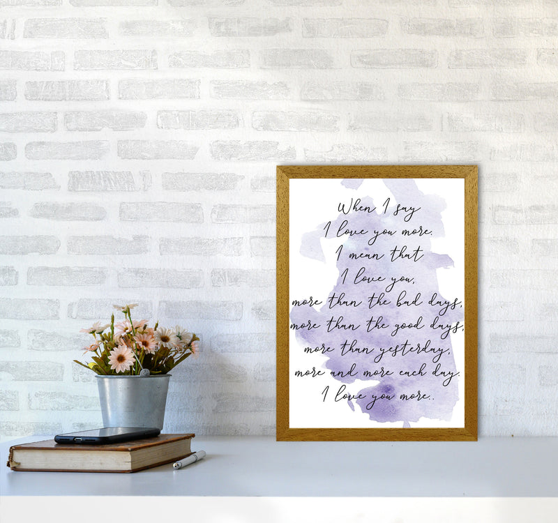 Love You More Purple Watercolour Modern Print A3 Print Only