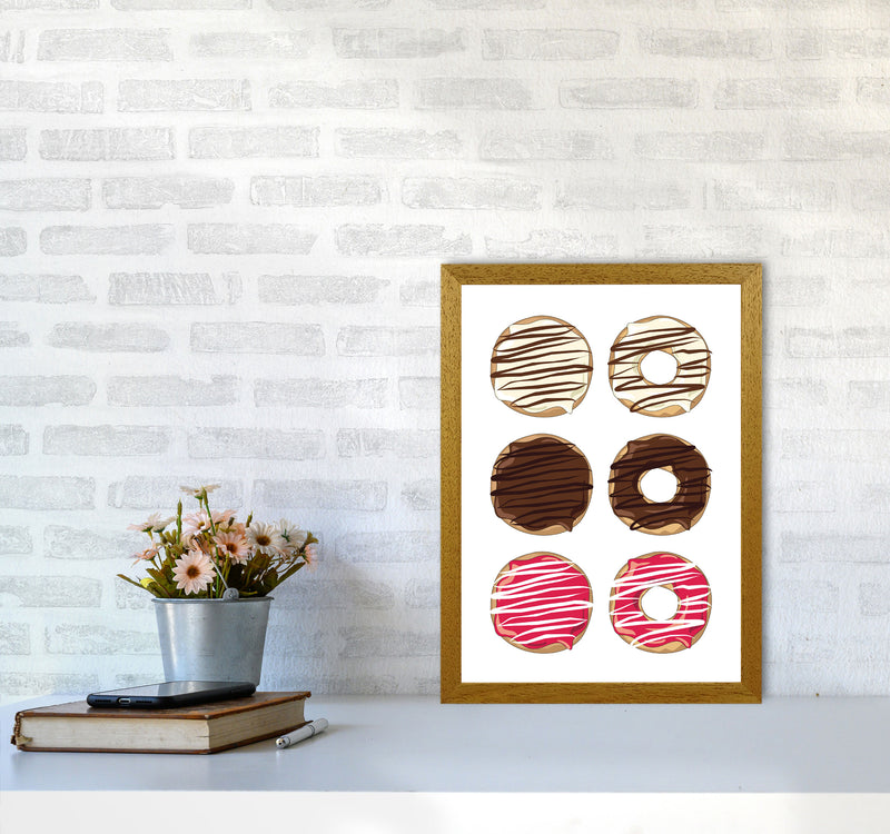 Donuts White Modern Print, Framed Kitchen Wall Art A3 Print Only