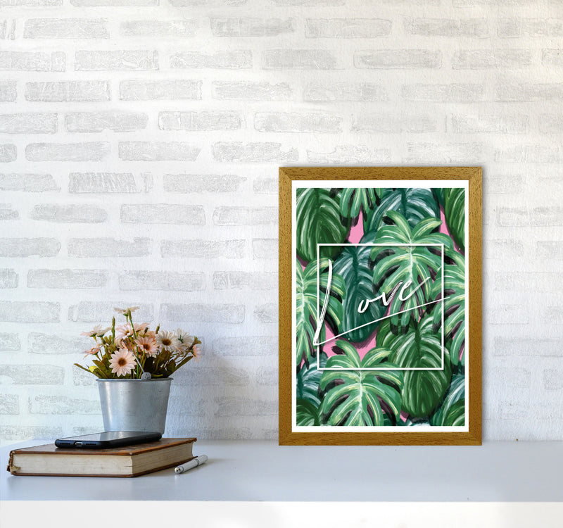 Love Green Leaves Modern Print, Framed Botanical & Nature Art Print A3 Print Only