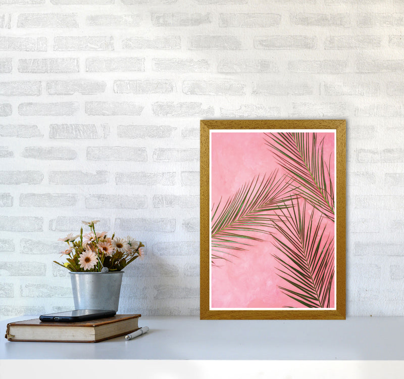 Pink Palm Leaves Modern Print, Framed Botanical & Nature Art Print A3 Print Only