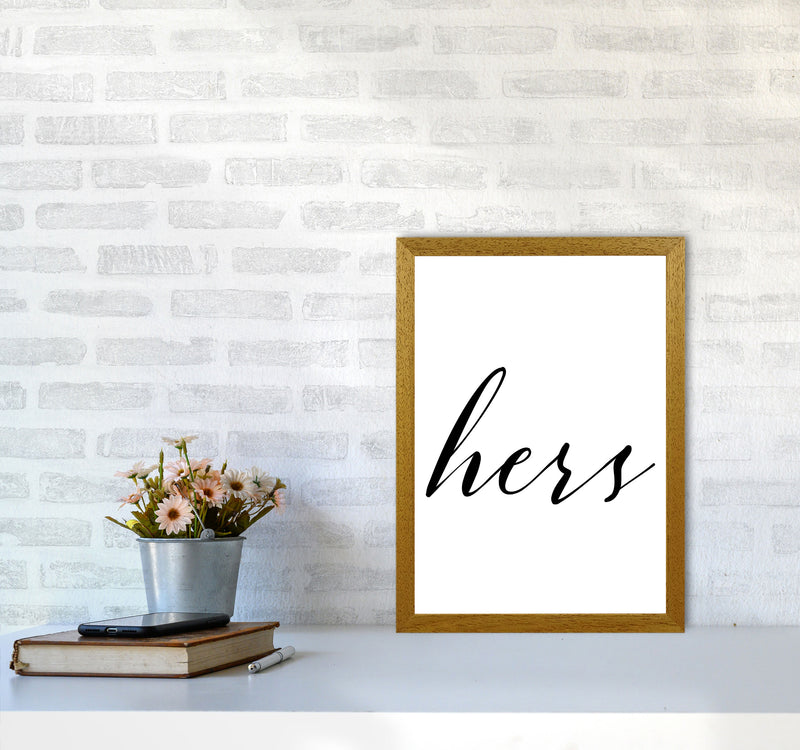Hers Framed Typography Wall Art Print A3 Print Only