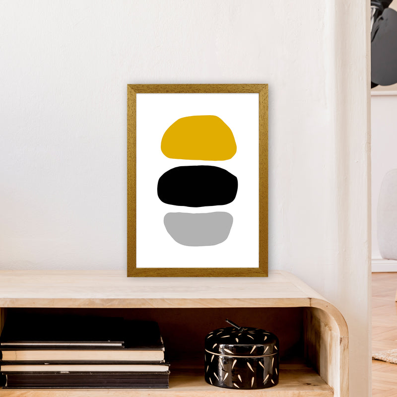 Mustard And Black Abstract Stones 2 Art Print by Pixy Paper A3 Print Only