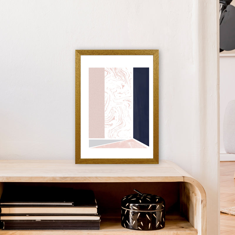Navy And Marble Pink 2 Art Print by Pixy Paper A3 Print Only