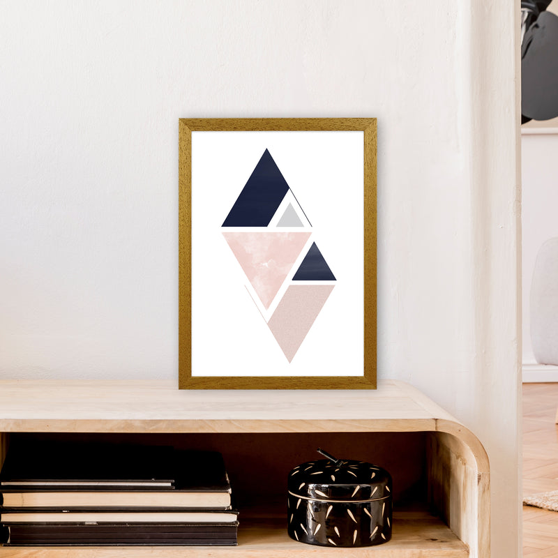 Navy And Marble Pink 3 Art Print by Pixy Paper A3 Print Only