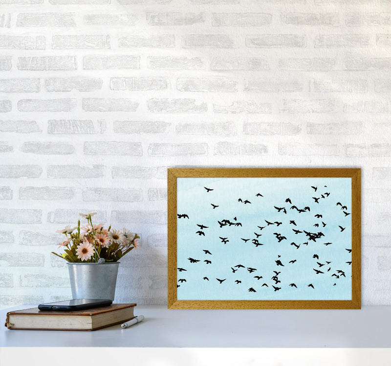 Flock Of Birds Landscape Blue Sky Art Print by Pixy Paper A3 Print Only