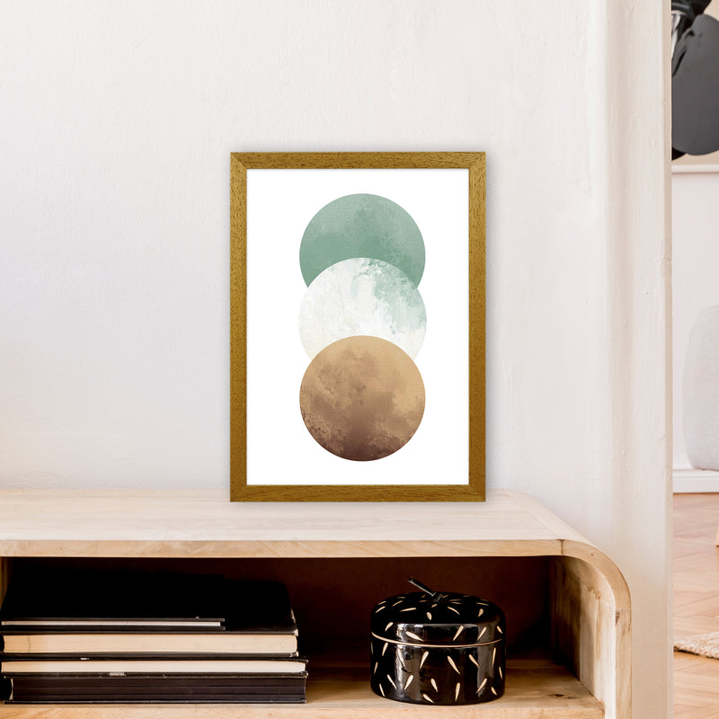 Green And Beige Watercolour Circles Abstract  Art Print by Pixy Paper A3 Print Only