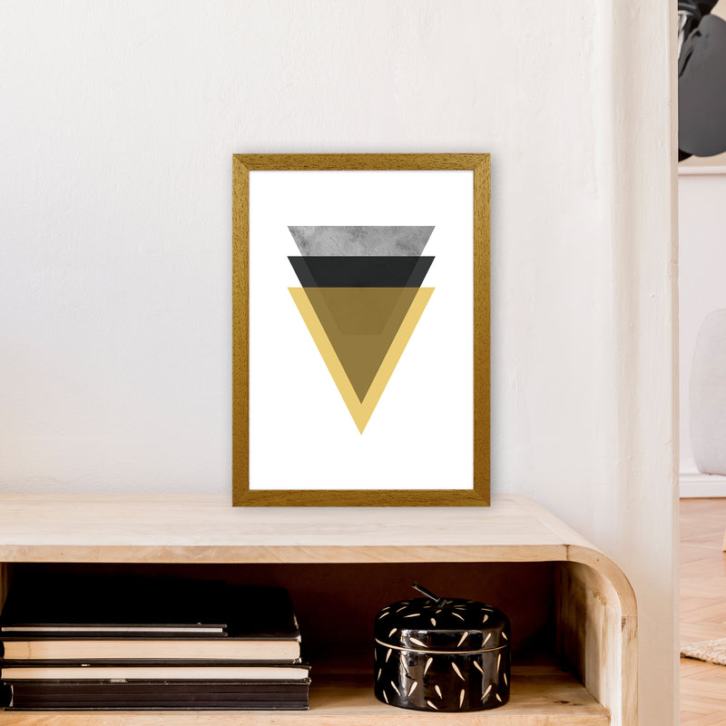 Geometric Mustard And Black Triangles  Art Print by Pixy Paper A3 Print Only