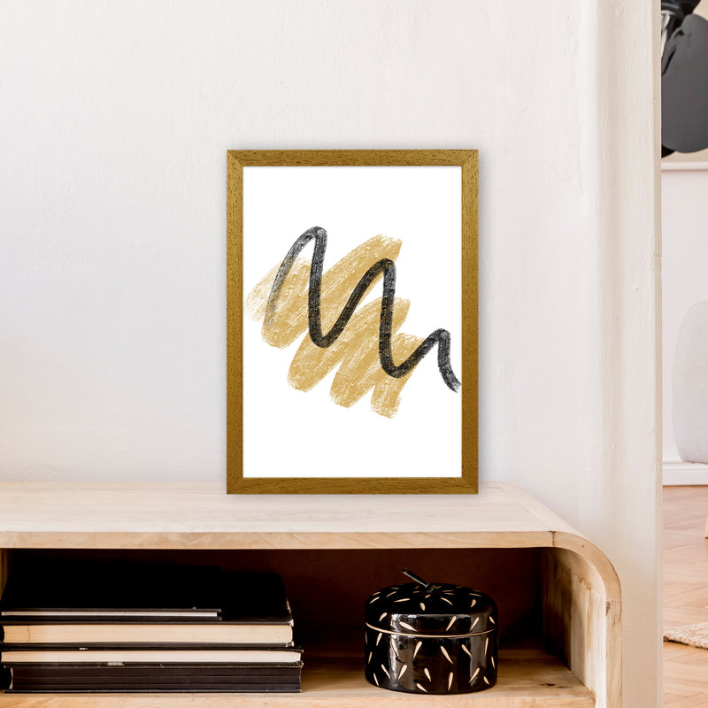 Dalia Chalk Gold And Black Scribbles  Art Print by Pixy Paper A3 Print Only
