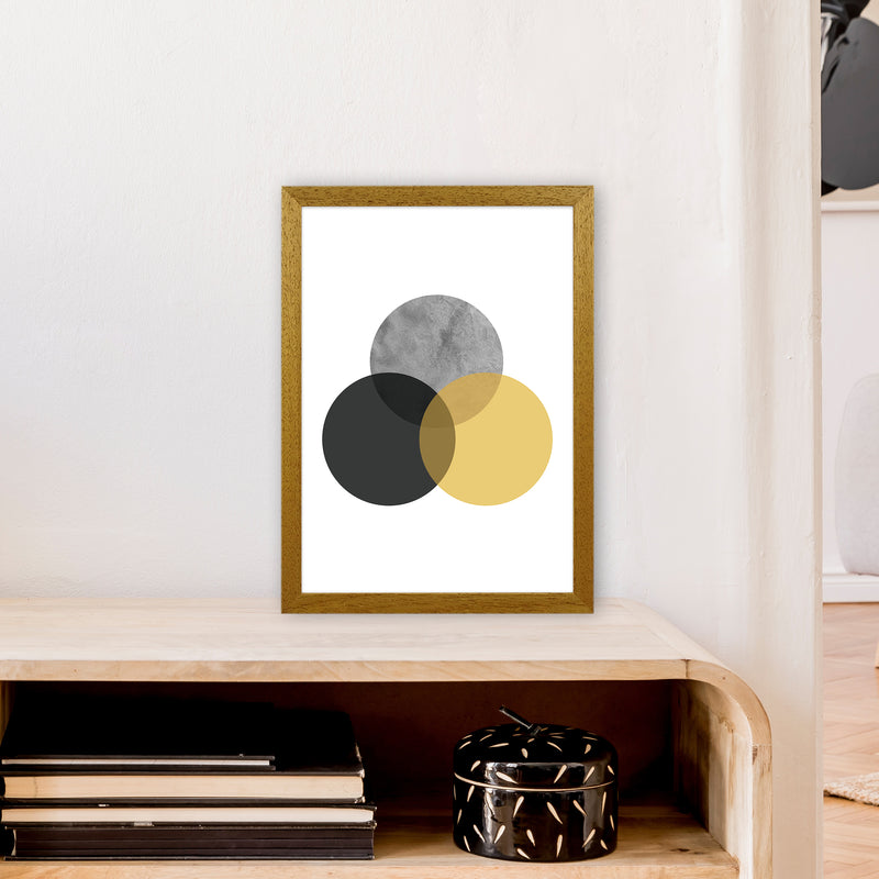 Geometric Mustard And Black Circles  Art Print by Pixy Paper A3 Print Only