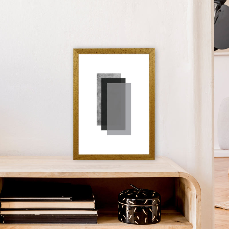 Geometric Grey And Black Rectangles  Art Print by Pixy Paper A3 Print Only