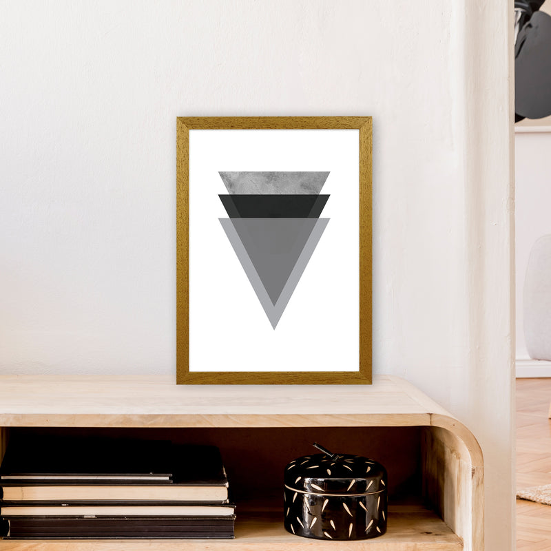 Geometric Grey And Black Triangles  Art Print by Pixy Paper A3 Print Only