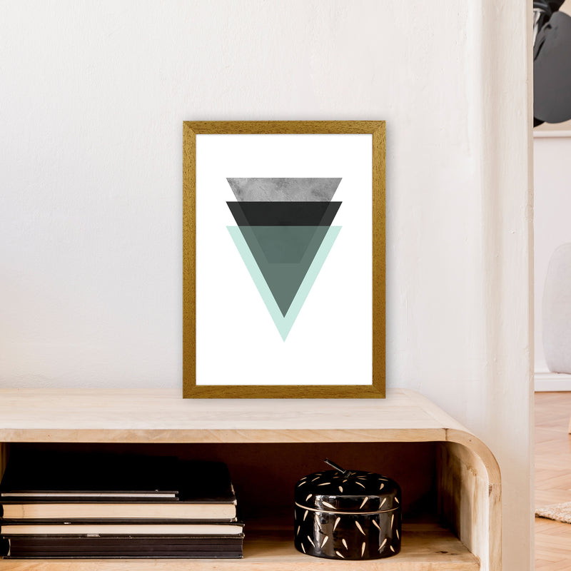 Geometric Mint And Black Triangles  Art Print by Pixy Paper A3 Print Only