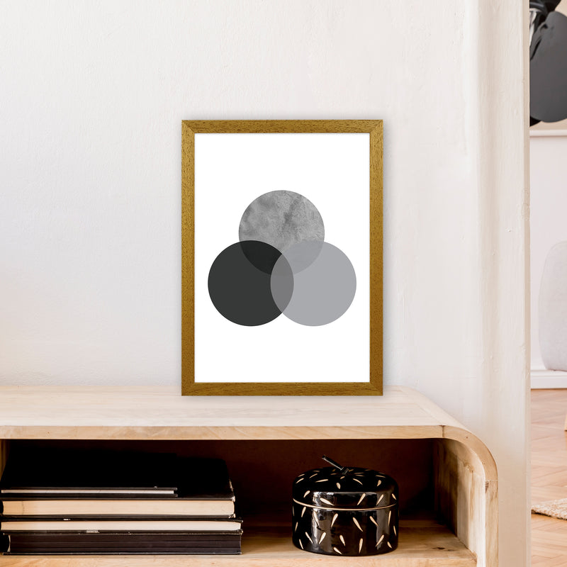 Geometric Grey And Black Circles  Art Print by Pixy Paper A3 Print Only