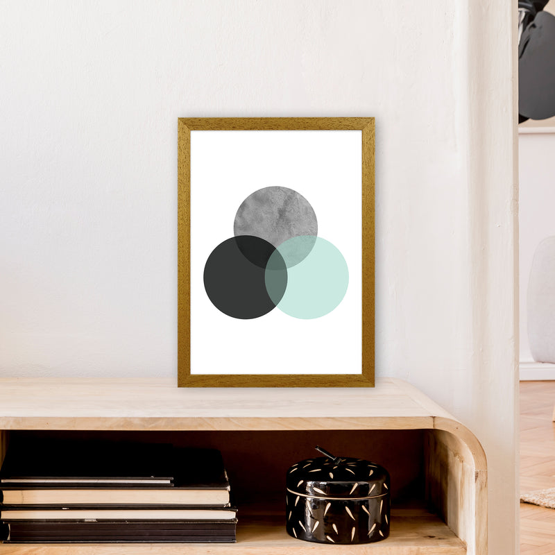 Geometric Mint And Black Circles  Art Print by Pixy Paper A3 Print Only