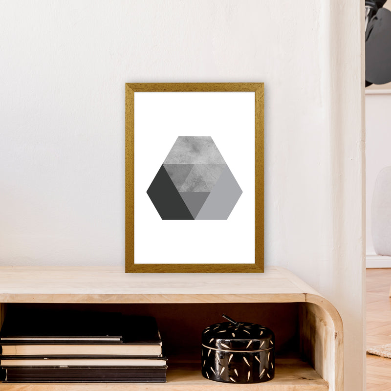 Geometric Grey And Black Hexagon  Art Print by Pixy Paper A3 Print Only