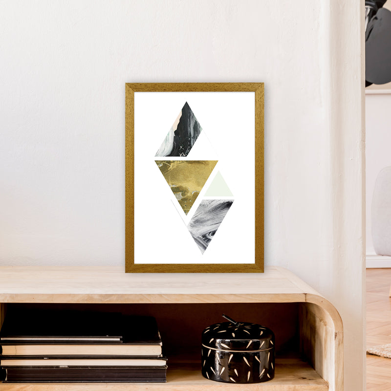 Green Marble Triangles Abstract  Art Print by Pixy Paper A3 Print Only