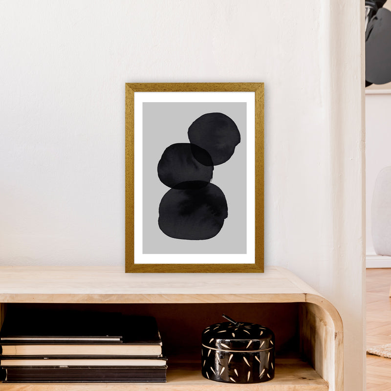 Grey And Black Stacked Circles Art Print by Pixy Paper A3 Print Only