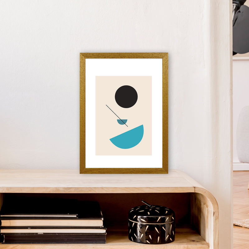 Mita Teal Abstract Shapes N2  Art Print by Pixy Paper A3 Print Only