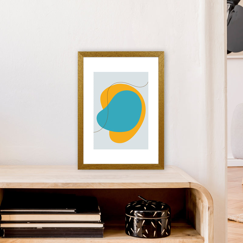 Mita Teal Bold Abstract N22  Art Print by Pixy Paper A3 Print Only