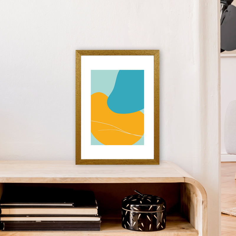 Mita Teal Bold Abstract N20  Art Print by Pixy Paper A3 Print Only